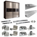 Kit Ferramenta SISTEMA-4 per Armadi Scorrevoli, Max 80 Kg - Include Binari e Carrelli, Apertura e Chiusura Ammortizzata