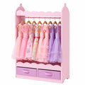 VEVOR Armadio Specchio Rosa per Bambine, Guardaroba con Cassetto e Appendiabiti, Perfetto per la Cameretta