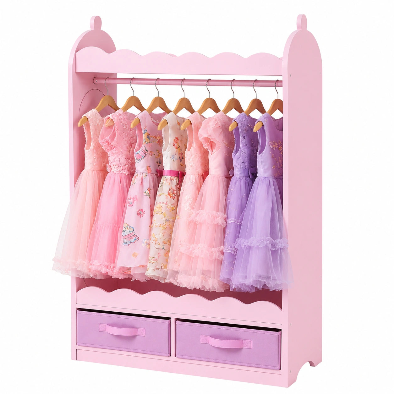 VEVOR Armadio Specchio Rosa per Bambine, Guardaroba con Cassetto e Appendiabiti, Perfetto per la Cameretta
