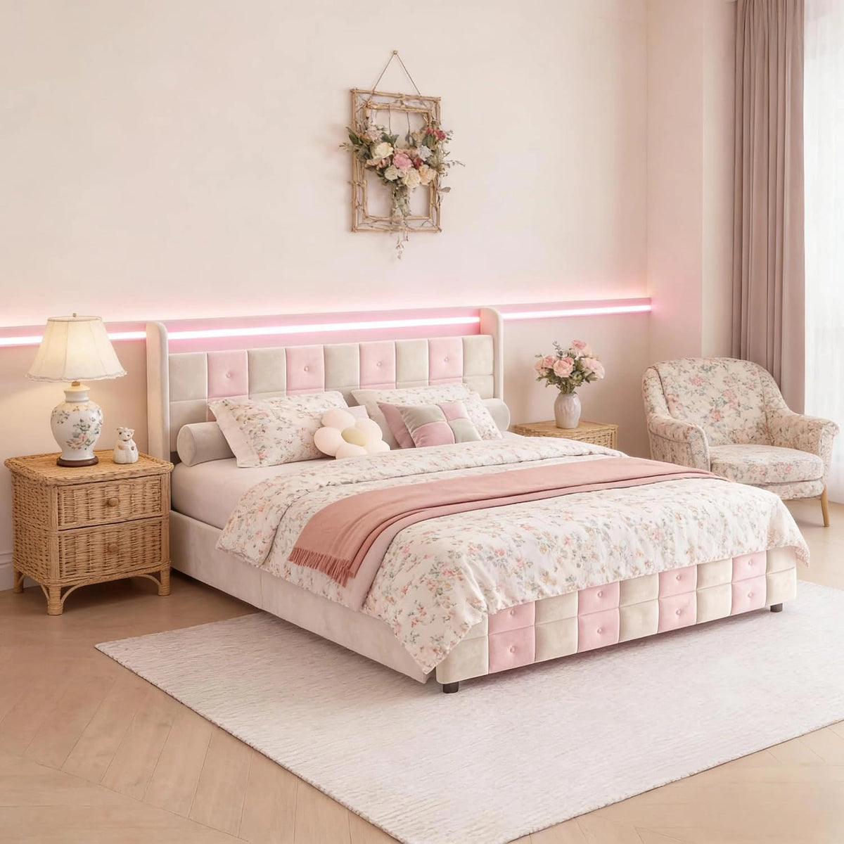 Letto, a LED, Bianco