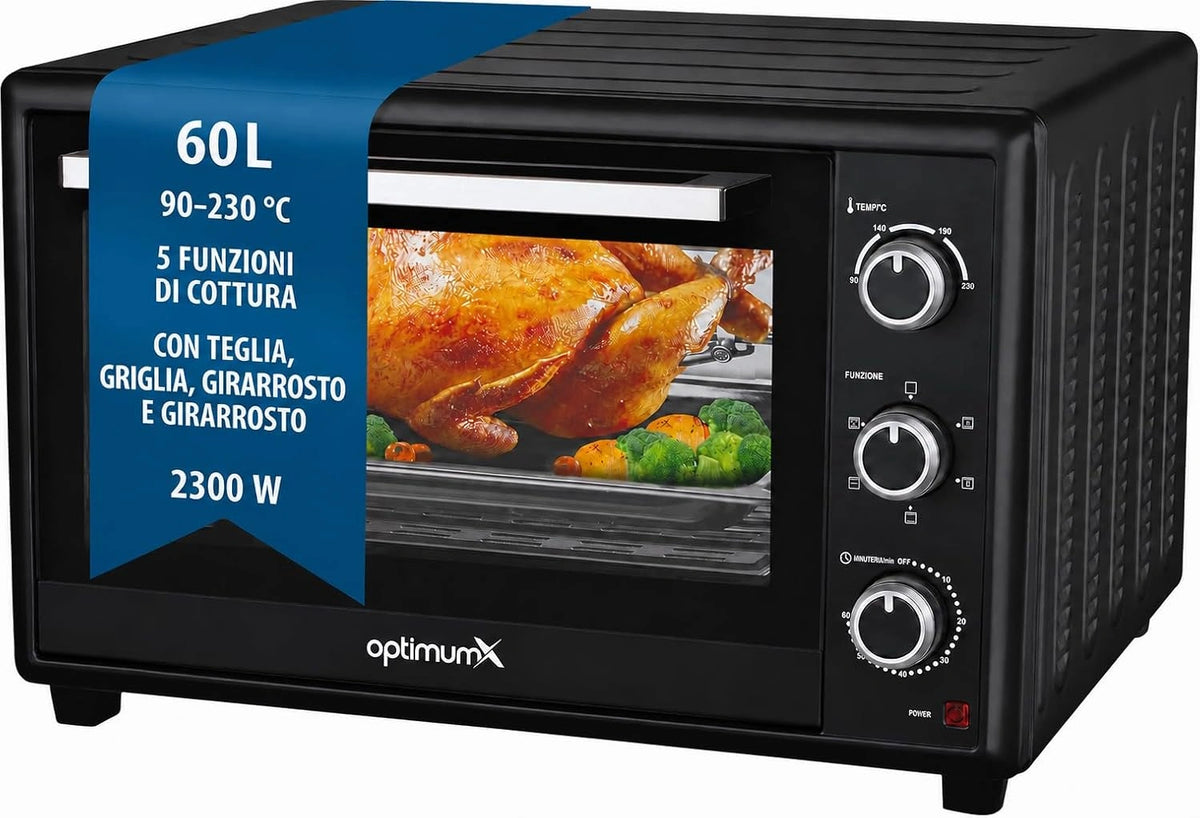 OptimumX, Forno elettrico, 2200W, 60L, Nero