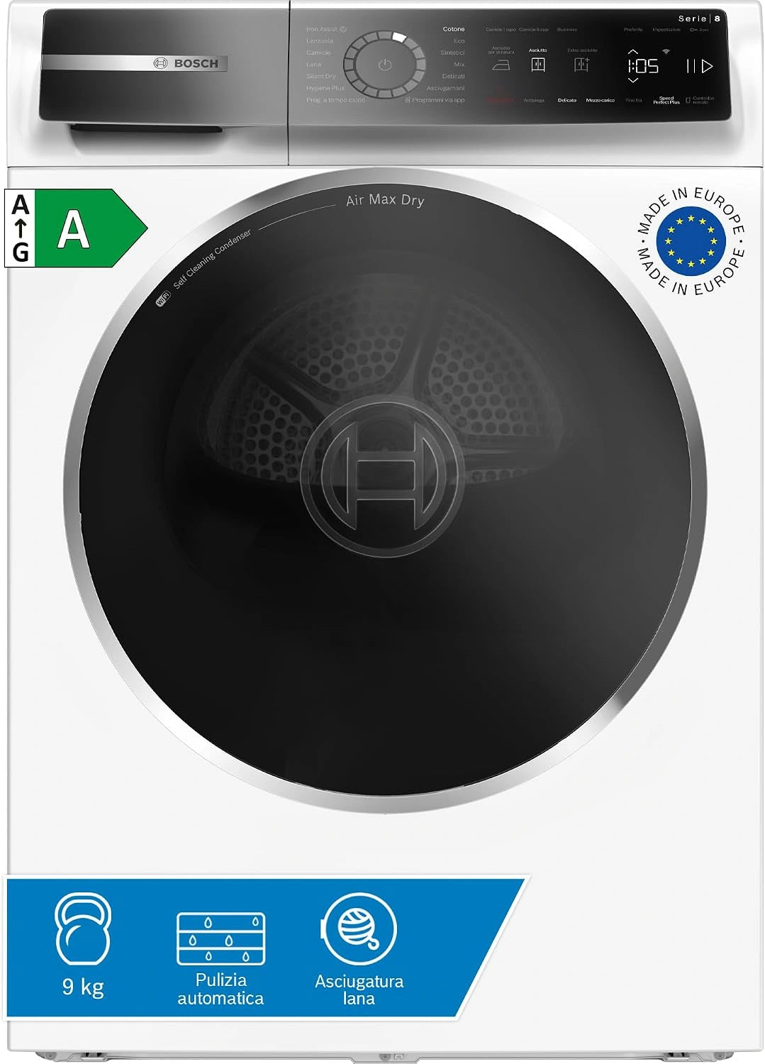 Bosch WRB247C0IT, Climatizzatore split, 9kg, Bianco