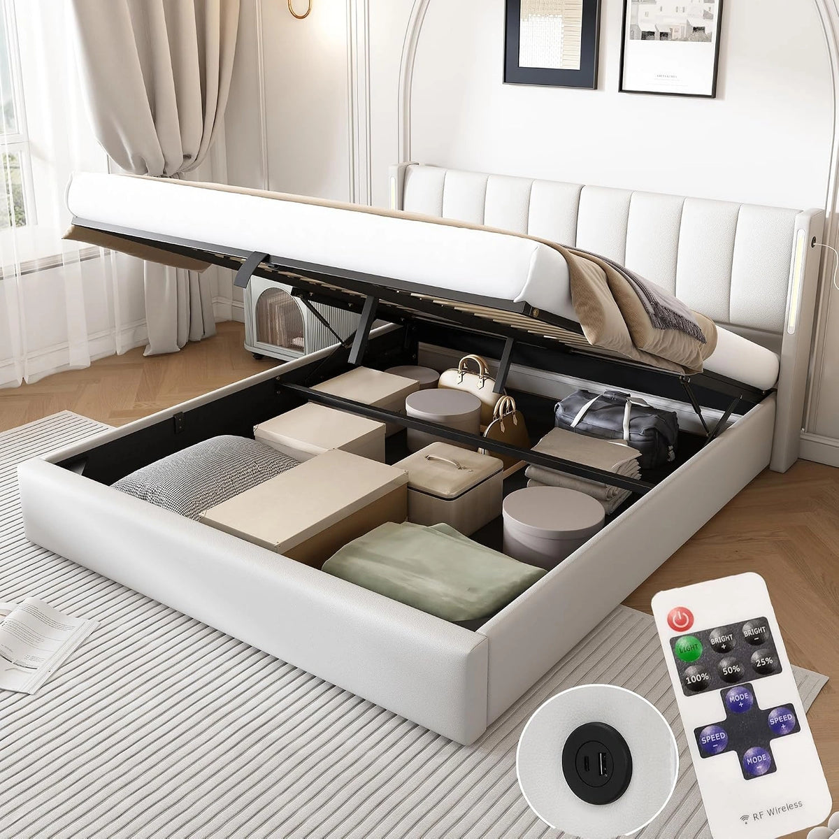 Zepneiy, Letto, a LED, regolabile