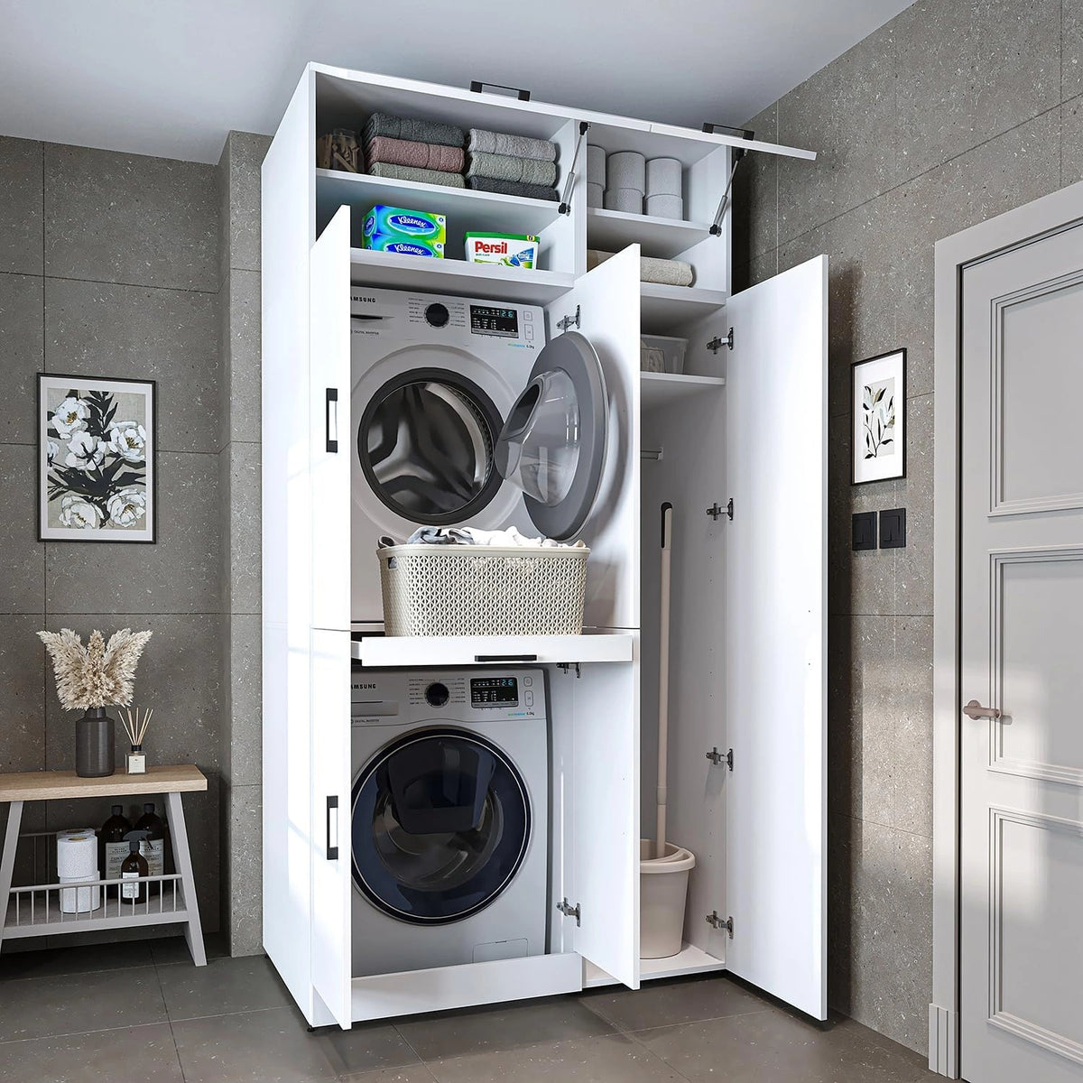 Roomart, Lavatrice, 230 cm, Nero/Bianco
