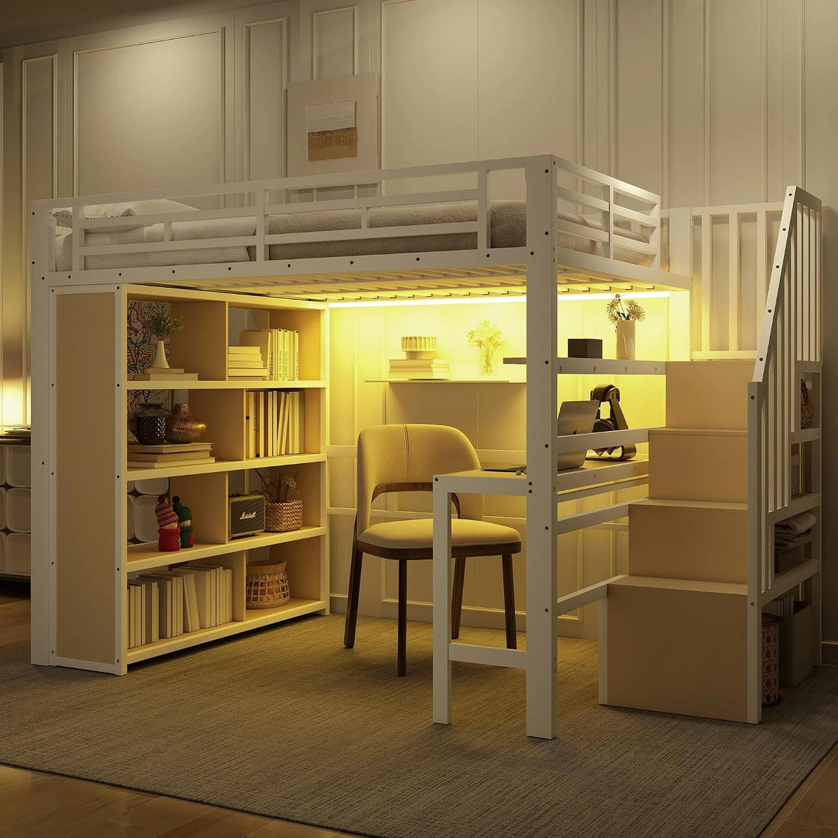 Soweiz, Letto, 200 cm, a LED, Bianco