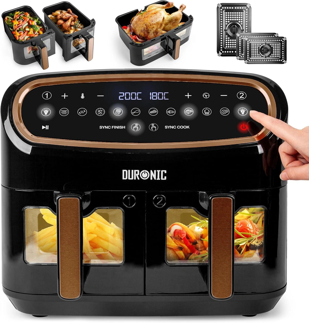 Duronic AF34 BG, Friggitrice ad aria, 2400W, 10L