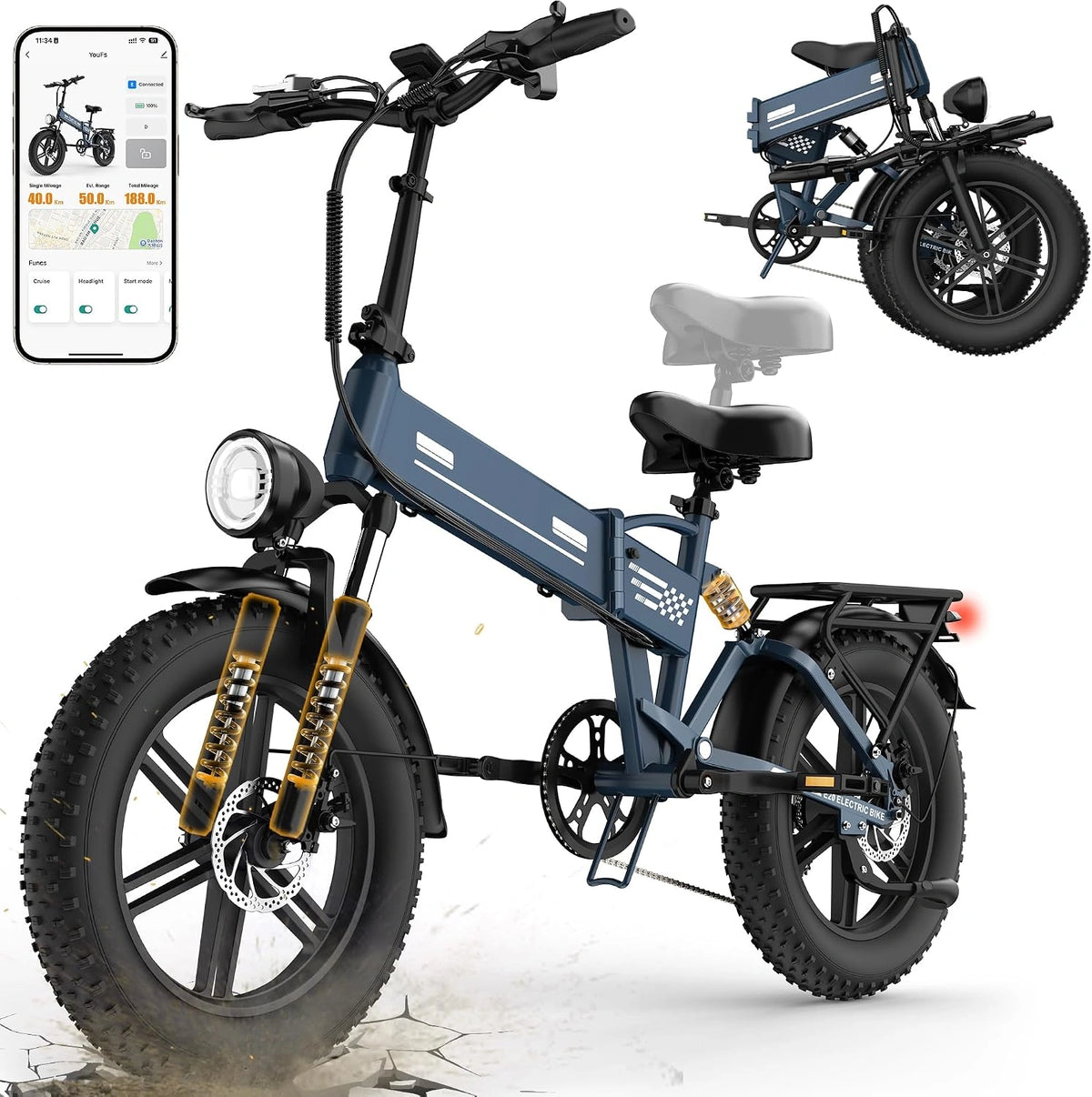 EGGKING, Bicicletta elettrica, 48V, 15 Ah, 80 Km, con display digitale, con controllo intelligente