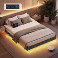 VASAGLE, Letto, 200 cm, 500 kg, a LED, Grigio
